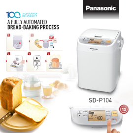 Máy làm bánh mì tự động Panasonic SD-P104WRA - Hàng chính hãng, bảo hành 12 tháng