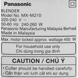 Máy xay sinh tố 3 cối Panasonic MX-M210SRA Malaysia, bảo hành 12 tháng