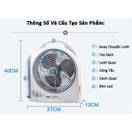 Quạt tích điện đa năng Sunca SF-299AL model 2020 dùng tới 8h liên tục bảo hành 6 tháng