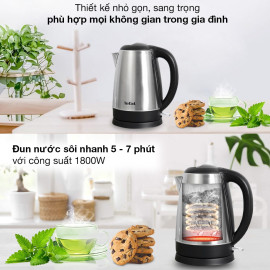 Ấm siêu tốc Inox 304 Tefal KI800D68 1.7L công suất 1800W bảo hành 24 tháng