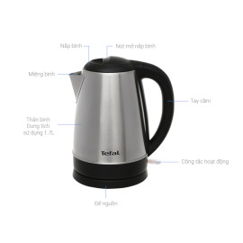 Ấm siêu tốc Inox 304 Tefal KI800D68 1.7L công suất 1800W bảo hành 24 tháng