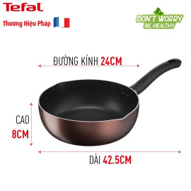 Chảo sâu lòng chống dính Titanium đáy từ 24cm Tefal Day by Day G1436405