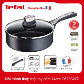 Nồi thành thấp chống dính một tay cầm, đáy từ Tefal Expertise C6203272 đường kính 24cm - Bảo hành 24 tháng