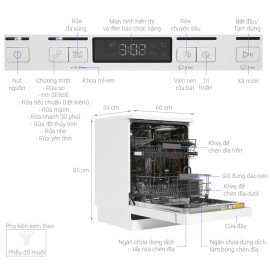 Máy rửa bát độc lập 14 bộ Whirlpool WFC 3C26P nhập khẩu Ba Lan