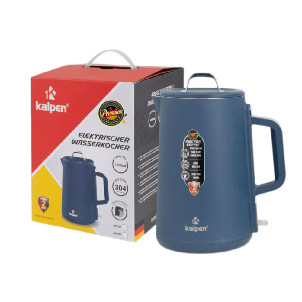 Ấm đun nước siêu tốc Inox 304 Kalpen KK93 dung tích 1.8L công suất 1800W