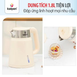 Ấm siêu tốc 2 lớp Inox 201 Kalpen AR49 dung tích 1.8L 1800W, chuẩn Đức