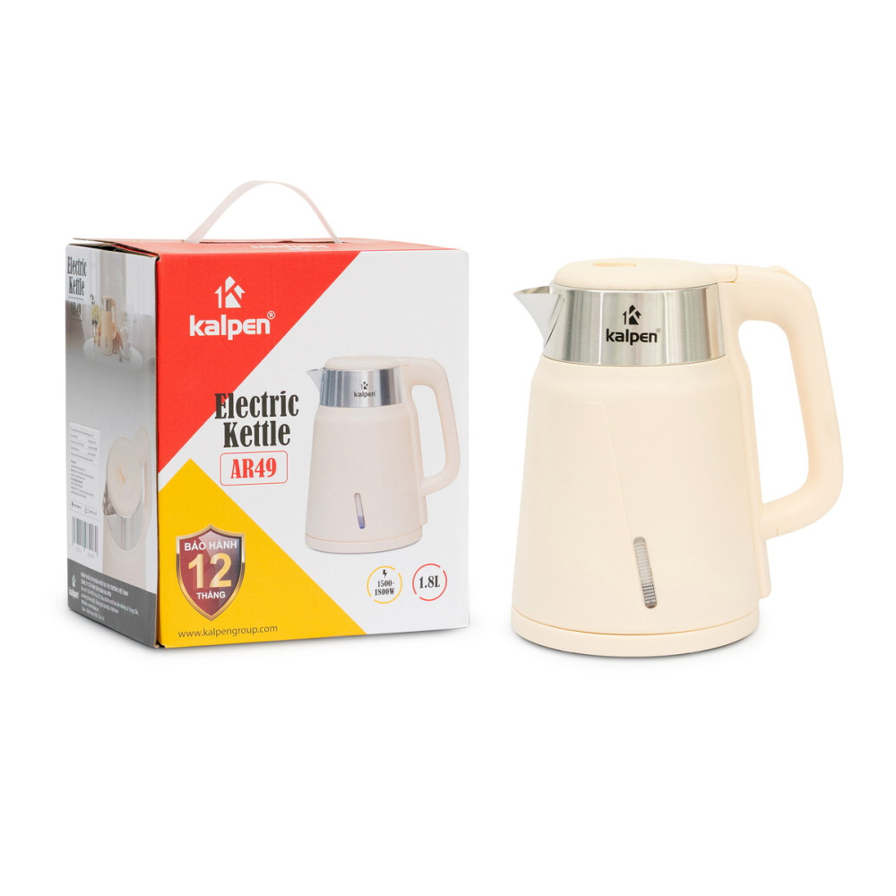 Ấm siêu tốc 2 lớp Inox 201 Kalpen AR49 dung tích 1.8L 1800W, chuẩn Đức