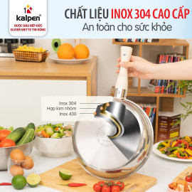 Bộ 2 nồi và chảo Inox 304 liền khối Kalpen TA1 cán rời, bảo hành 10 năm