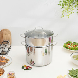 Bộ nồi xửng Inox 5 đáy Kalpen L30PRO size 30cm dung tích 14L, bảo hành 5 năm
