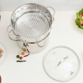 Bộ nồi xửng Inox 5 đáy Kalpen L30PRO size 30cm dung tích 14L, bảo hành 5 năm
