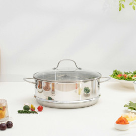 Bộ nồi xửng Inox 5 đáy Kalpen L30PRO size 30cm dung tích 14L, bảo hành 5 năm