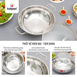 Chảo xào Inox 304 đúc liền 3 lớp Kalpen Lager 30cm, bảo hành 30 năm