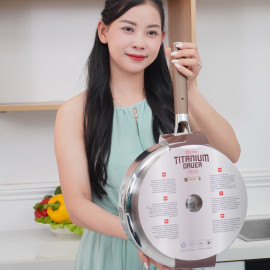 Chảo chống dính Inox 3 lớp liền khối Kalpen Titanium Dauer 28cm