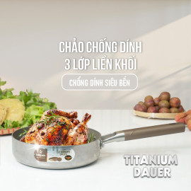 Chảo chống dính Inox 3 lớp liền khối Kalpen Titanium Dauer 26cm