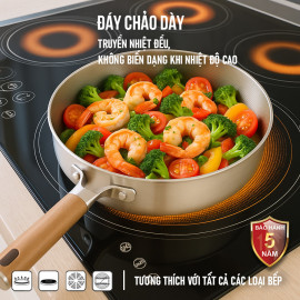 Chảo chống dính Inox 3 lớp liền khối Kalpen Nano Titanium Dauer 16cm