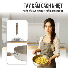 Chảo chống dính Inox 3 lớp liền khối Kalpen Nano Titanium Dauer 16cm