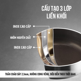 Chảo chống dính Inox 3 lớp liền khối Kalpen Nano Titanium Dauer 16cm