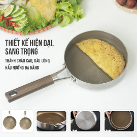 Chảo chống dính Inox 3 lớp liền khối Kalpen Nano Titanium Dauer 16cm