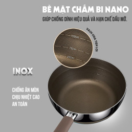 Chảo chống dính Inox 316 liền khối 7 lớp Kalpen Nano Titanium Shield 26cm