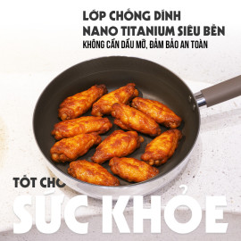 Chảo chống dính Inox 316 liền khối 7 lớp Kalpen Nano Titanium Shield 20cm