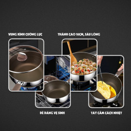 Chảo chống dính Inox 316 liền khối 7 lớp Kalpen Nano Titanium Shield 20cm