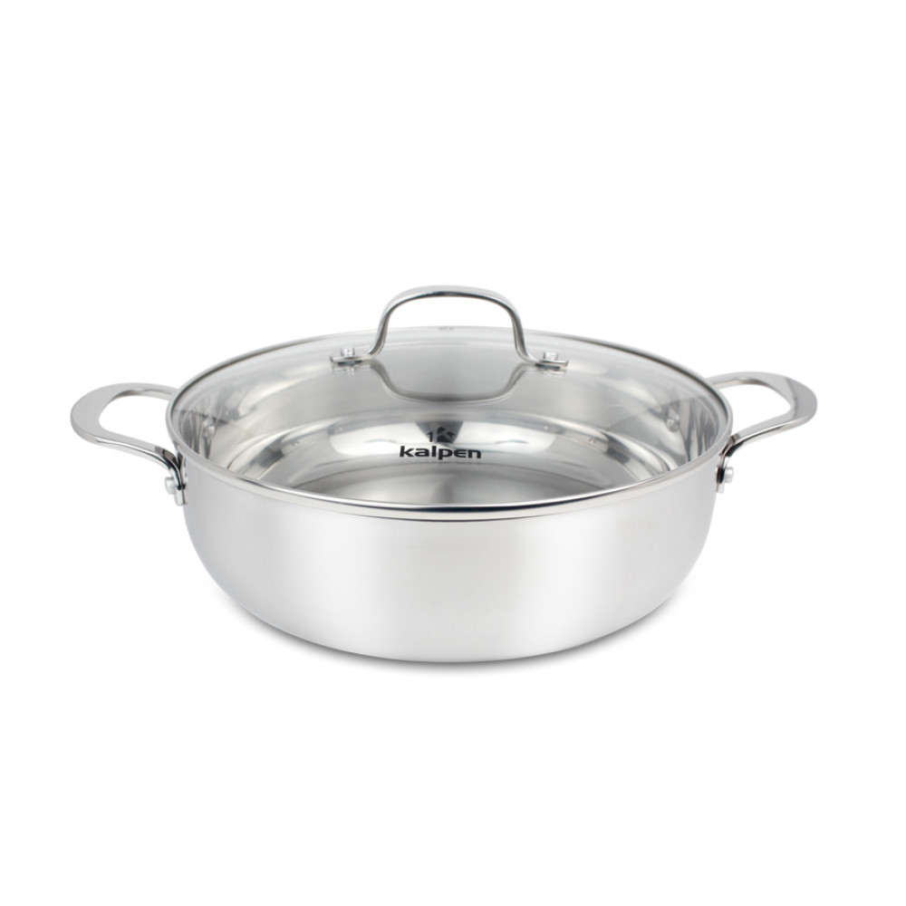 Chảo lẩu Inox cao cấp thân đúc đáy liền nguyên khối Kalpen size 28cm