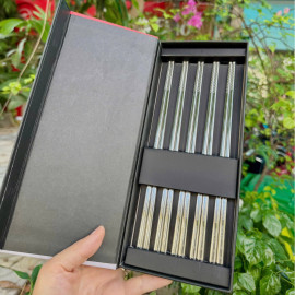 Hộp 5 đôi đũa inox 316 cao cấp Kalpen T4 chuẩn Châu Âu