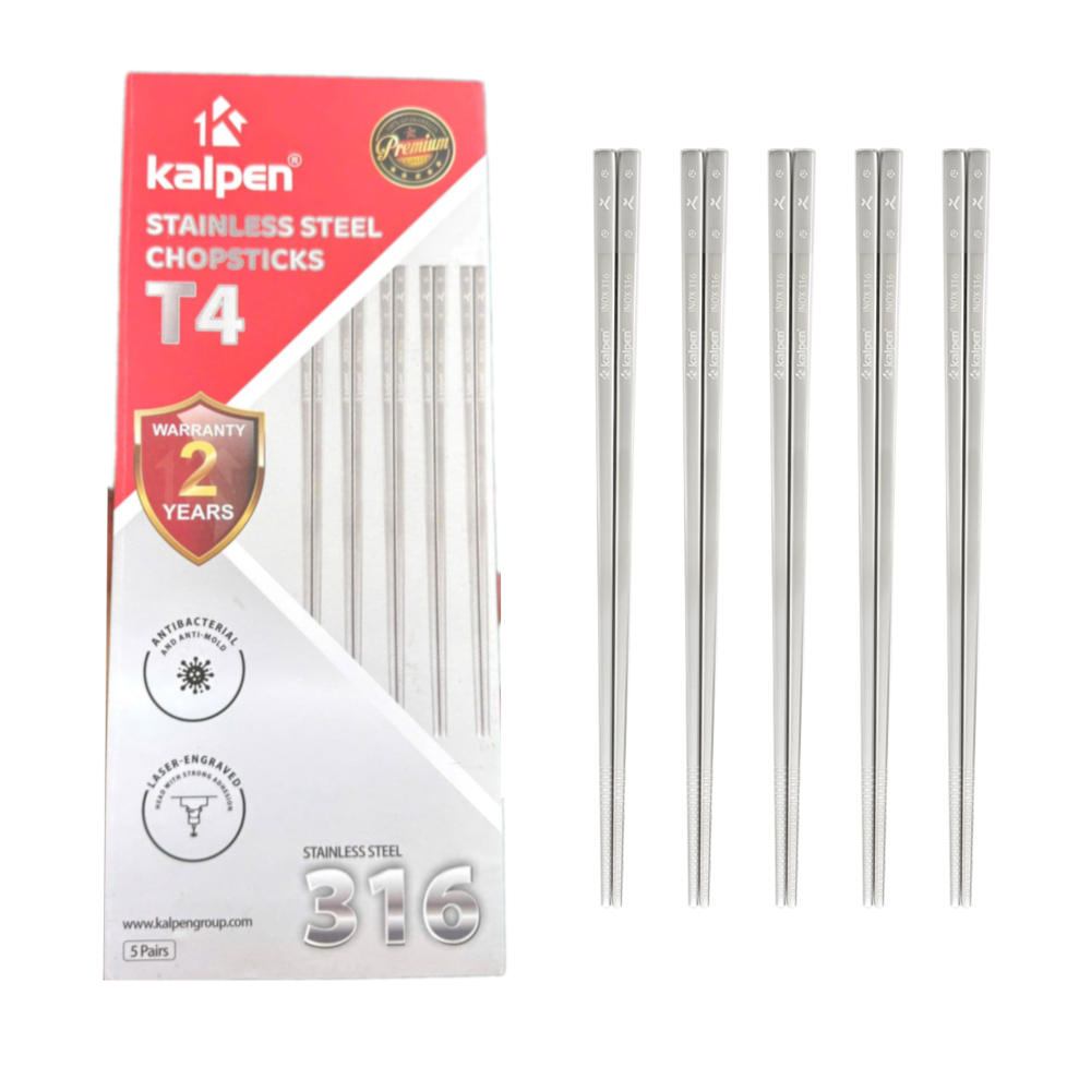 Hộp 5 đôi đũa inox 316 cao cấp Kalpen T4 chuẩn Châu Âu