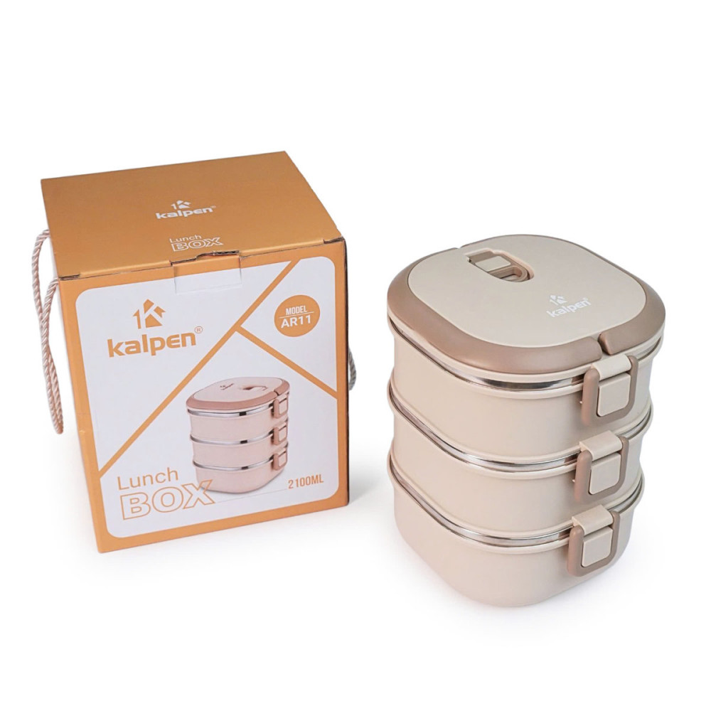 Hộp cơm 3 tầng Inox 304 Kalpen AR11 dung tích 2100ml chuẩn Đức