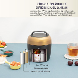 Hộp đựng thức ăn giữ nhiệt Kalpen E15 dung tích 1L chuẩn Châu Âu