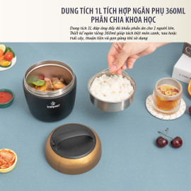 Hộp đựng thức ăn giữ nhiệt Kalpen E15 dung tích 1L chuẩn Châu Âu