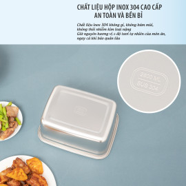 Hộp bảo quản thực phẩm Inox 304 Kalpen 1800ml dùng trong lò vi sóng