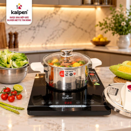 Nồi áp suất cơ Inox 304 liền khôi Kalpen 3L P10 tặng xửng hấp, vung kính