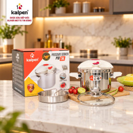 Nồi áp suất cơ Inox 304 liền khôi Kalpen 3L P10 tặng xửng hấp, vung kính