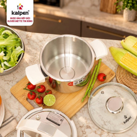 Nồi áp suất cơ Inox 304 liền khôi Kalpen 3L P10 tặng xửng hấp, vung kính
