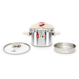 Nồi áp suất cơ Inox 304 liền khôi Kalpen 3L P10 tặng xửng hấp, vung kính