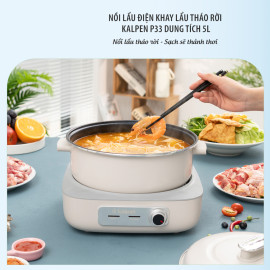 Nồi lẩu điện khay rời Kalpen P33 dung tích 5L công suất 1600W, bảo hành 2 năm
