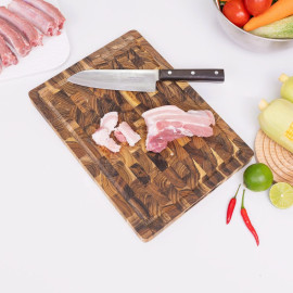 Thớt thái chữ nhật gỗ Teak tự nhiên Kalpen T6 size 20x25x2.5cm
