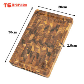 Thớt thái chữ nhật gỗ Teak tự nhiên Kalpen T6 size 20x25x2.5cm