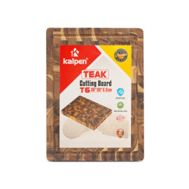 Thớt thái chữ nhật gỗ Teak tự nhiên Kalpen T6 size 20x25x2.5cm