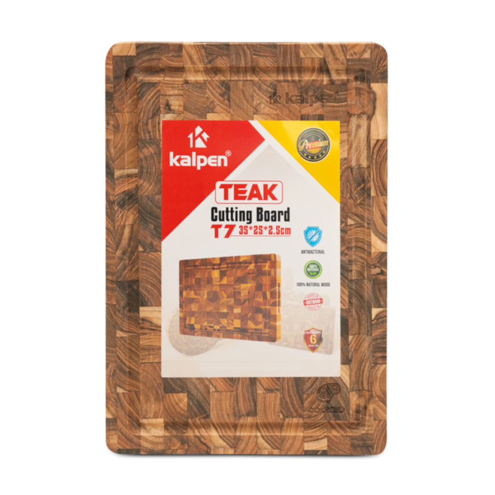 Thớt gỗ Teak tự nhiên Kalpen T7 chữ nhật 25x35x2.5cm