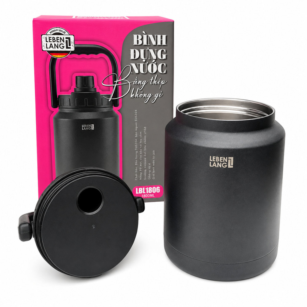 Bình đựng nước giữ nhiệt Inox 304 Lebenlang LBL1806 dung tích 1900ml