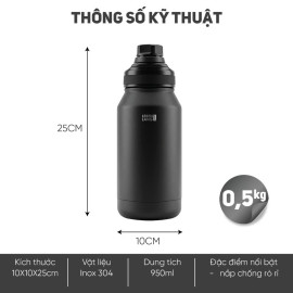 Bình giữ nhiệt Inox 304 Lebenlang LBL2217 dung tích 950ml có quai xách