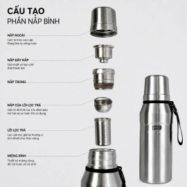 Bình giữ nhiệt Inox 304 Lebenlang LBL2224 dung tích 1100ml, có lõi lọc trà