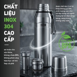 Bình giữ nhiệt Inox 304 Lebenlang LBL2225 dung tích 1500ml, kèm lõi lọc trà