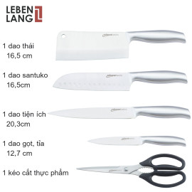 Bộ dao làm bếp 5 món sắc bén Zuhause ZB56 hàng Đức tặng hộp cắm