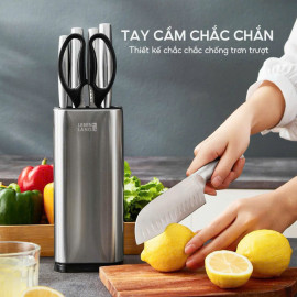 Bộ dao kéo nhà bếp 5 món Lebenlang LBL1956 chuẩn Đức tặng hộp cắm