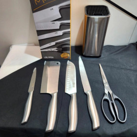 Bộ dao kéo nhà bếp 5 món Lebenlang LBL1956 chuẩn Đức tặng hộp cắm