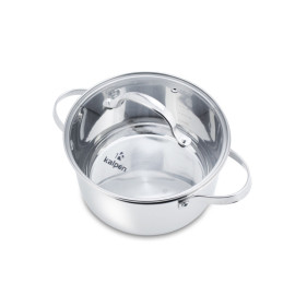 Nồi inox 304 cao cấp 5 đáy Kalpen Lermat size 18cm, bảo hành 10 năm