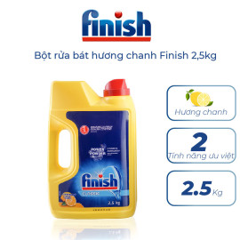 Bột rửa chén Finish Dishwasher Power Powder 2,5 kg hương chanh, nhập khẩu Ba Lan